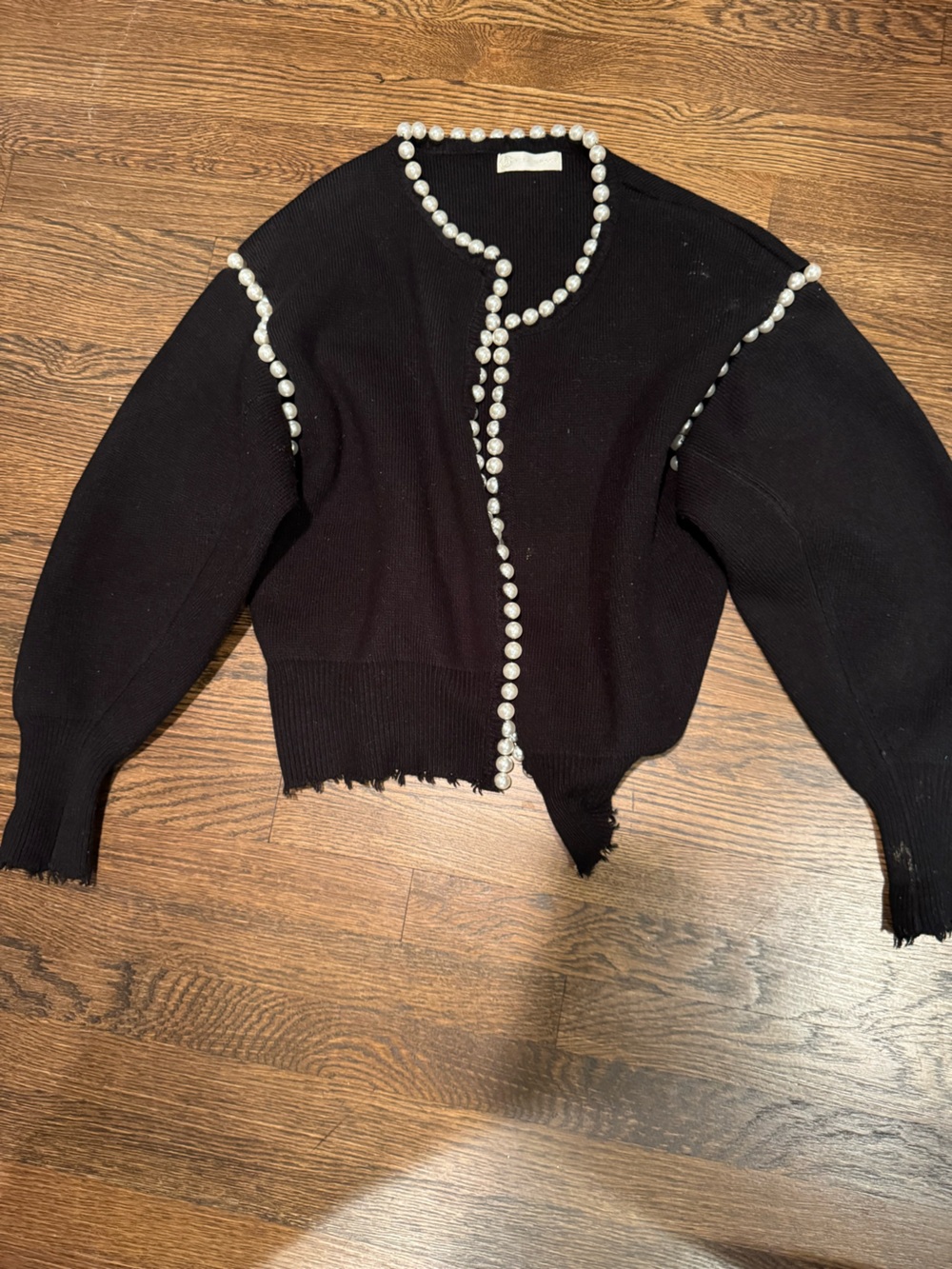 Vita Grace Black Pearl-Trim Knit Sweater - Women